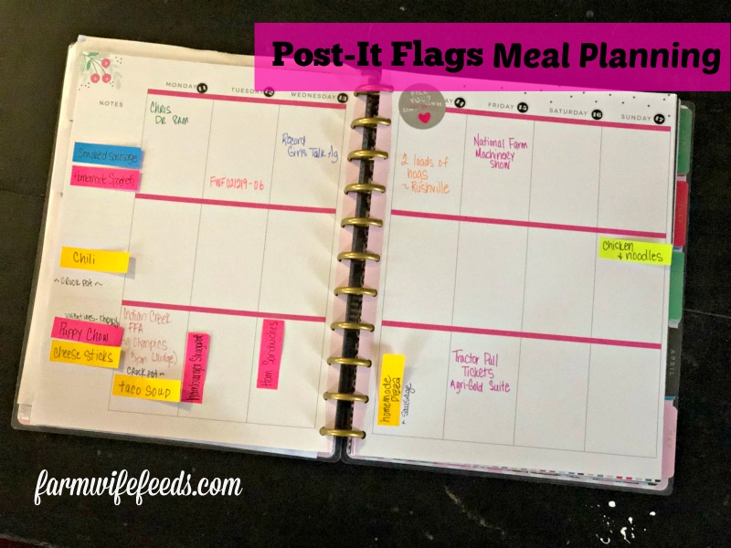 Post It Flags Meal Planning from Farmwife Feeds is an easy way to help with flexible meal planning both traditional and digital. #mealplanning #digitalplanner #PostIt