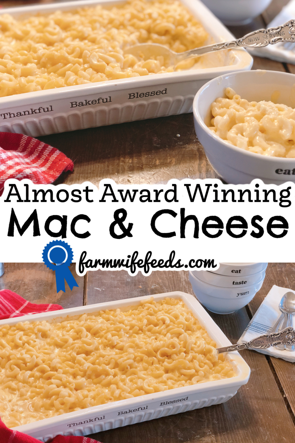 Almost Award Winning Mac and Cheese from Farmwife Feeds. Oven baked creamy macaroni with a variety of cheeses, comfort food at it's best. #macandcheese #comfortfood #cheese