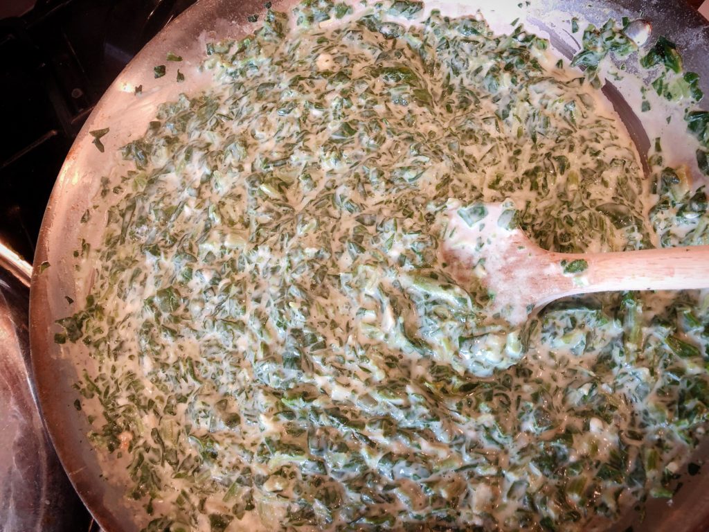 Creamed Spinach from Farmwife Feeds is a creamy easy side dish good at any meal. #creamedspinach #spinach #recipe