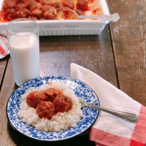 Old Fashioned Farmhouse Iowa Ham Balls from Farmwife Feeds are a classic meatball style dish made with hamburger and ground ham in a tomato base sauce. #hamballs #meatballs #pork #beef #recipe