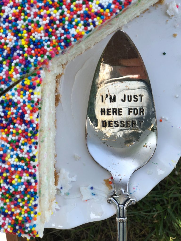 Everyday Wedding Cake from Farmwife Feeds is an easy homemade add to box mix cake that tastes bakery made. #weddingcake #cake #sprinkles #boxmix