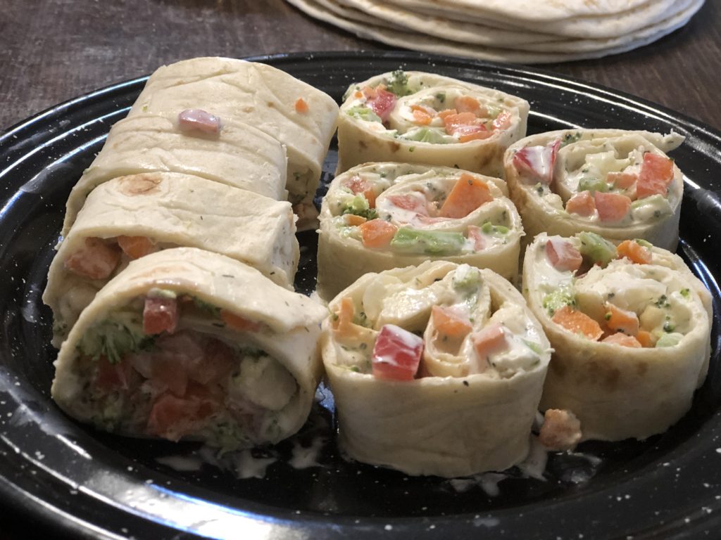 Dill Dip Veggie Wrap from Farmwife Feeds, an easy vegetable tortilla roll up, great for snacks or appetizers. #recipe #vegetables #snacks