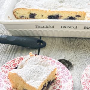 Easy Blueberry Cream Cheese Cake from Farmwife Feeds is super simple as a coffee cake or a dessert. #blueberry #cake #coffeecake #blueberries #recipe