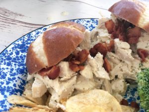 Crock Pot Dill Shredded Chicken Sandwiches from Farmwife Feeds is a simple dinner ready when you get home! #dill #sandwich #chicken #easyrecipe #crockpot