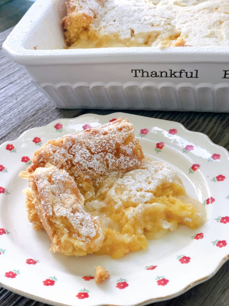 Surprise Butter Cake or Ooey Gooey Butter Cake from Farmwife Feeds is an easy dessert to whip up that everyone will love. #recipe #creamcheese #cakemix