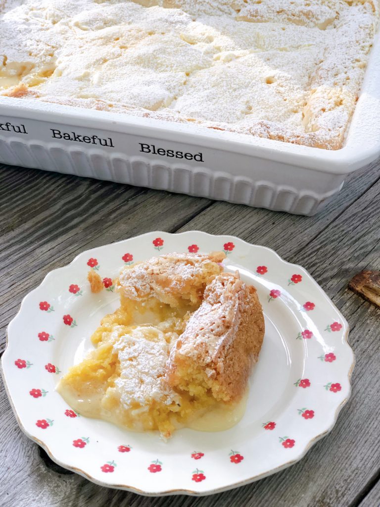Surprise Butter Cake or Ooey Gooey Butter Cake from Farmwife Feeds is an easy dessert to whip up that everyone will love. #recipe #creamcheese #cakemix