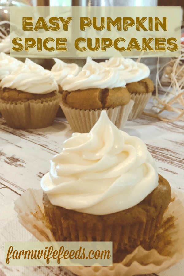 Easiest Pumpkin Spice Cupcakes from Farmwife Feeds are a Gooseberry Patch popular recipe that is an easy pumpkin treat for everyone. #pumpkin #recipe #cupcake #boxmix