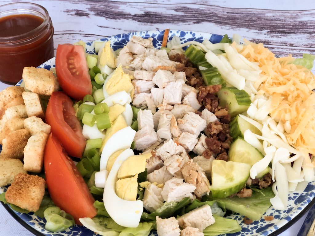 Turkey Chef Salad from Farmwife Feeds is a great use of leftover turkey for an easy healthy meal. #turkey #recipe #salad