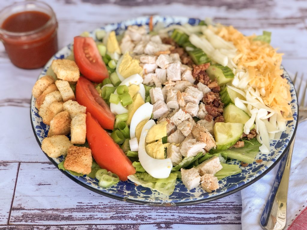 Turkey Chef Salad from Farmwife Feeds is a great use of leftover turkey for an easy healthy meal. #turkey #recipe #salad