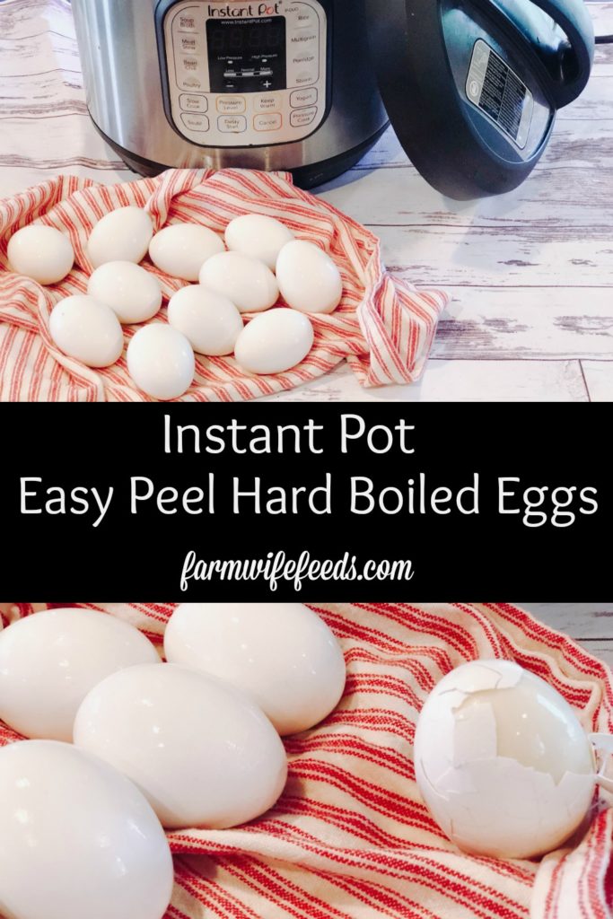 Instant Pot Hard Boiled Eggs from Farmwife Feeds are an easy sure fire way for easy to peel hard boiled eggs. #eggs #instantpot #recipe