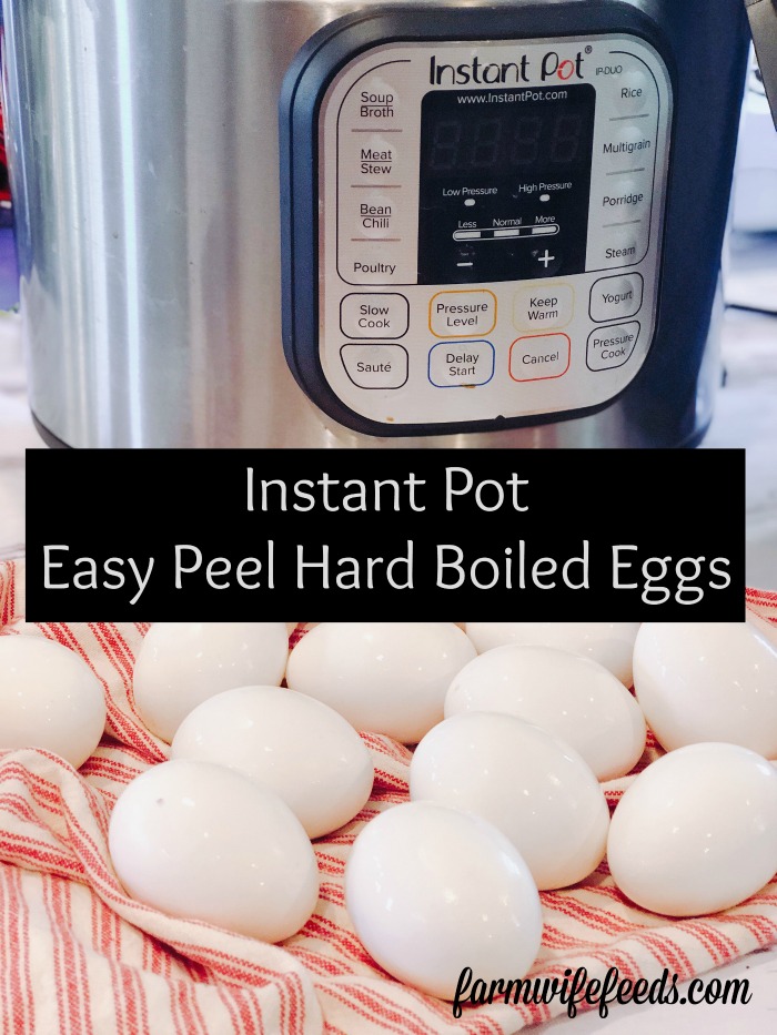 Instant Pot Hard Boiled Eggs from Farmwife Feeds are an easy sure fire way for easy to peel hard boiled eggs. #eggs #instantpot #recipe