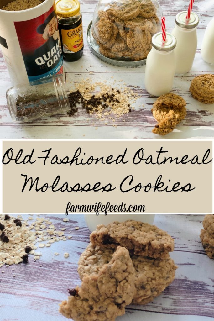Old Fashioned Oatmeal Molasses Cookies from Farmwife Feeds is a simple oatmeal cookie with just a hint of molasses to make it perfectly sweet. #oatmeal #cookie #molasses