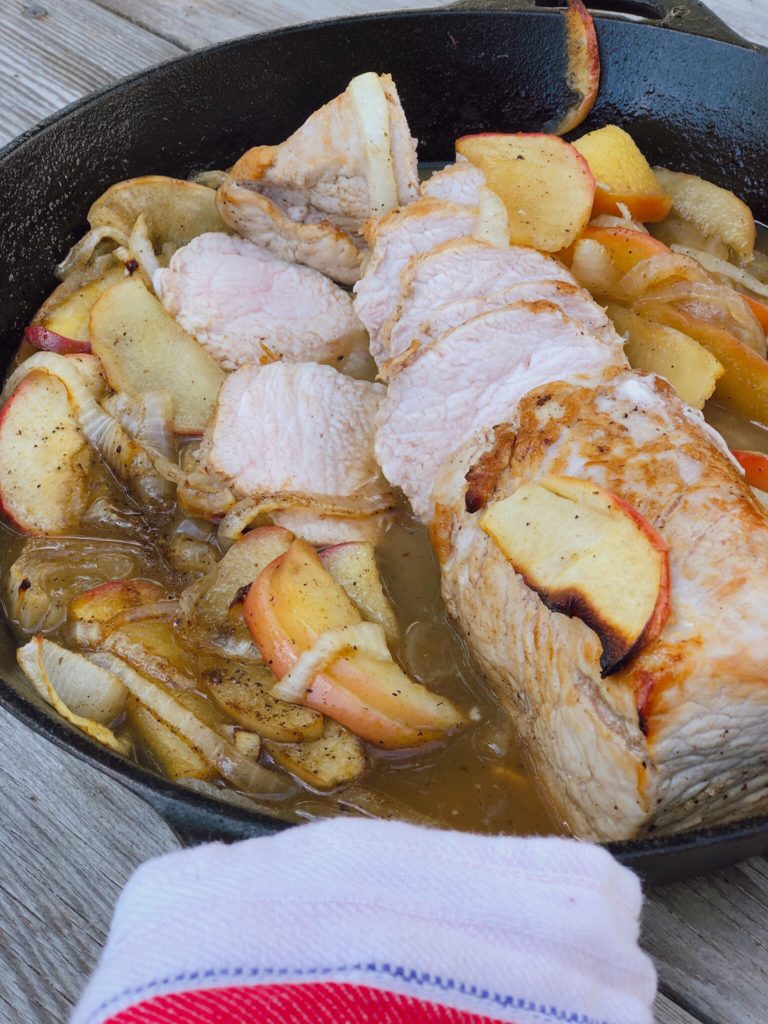 Cider Glazed Pork Tenderloin from Farmwife Feeds is an easy fall recipe using apples and pork. #pork #apples #recipe