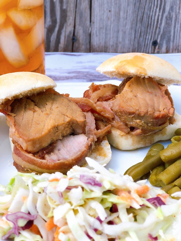 Bacon Wrapped Marinated Pork Tenderloin from Farmwife Feeds is an incredible blend of flavors that everyone will love. #pork #bacon #marinated