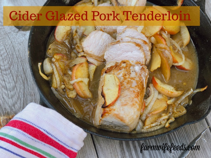 Cider Glazed Pork Tenderloin from Farmwife Feeds is a perfect mix of fall flavors ready in under 30 minutes. #30minutemeals #pork #fall #apples