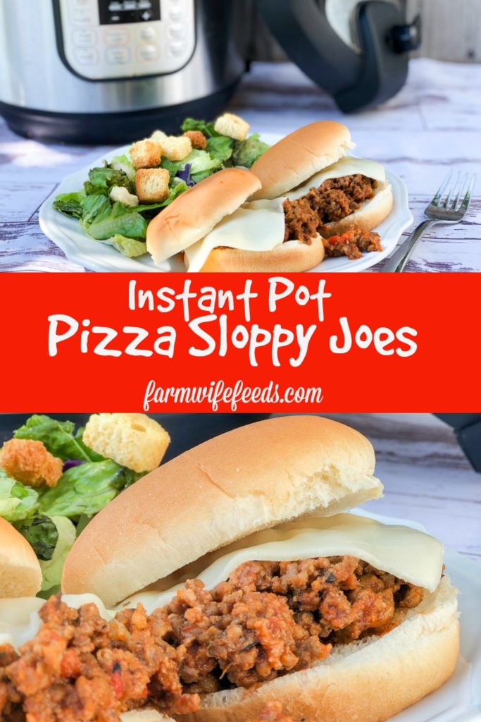 Instant Pot Pizza Sloppy Joes from Farmwife Feeds is a quick easy to customize dinner to get on the table quick! #pizza #instantpot #recipe