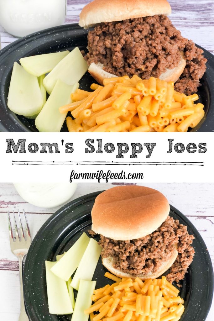 Mom's Sloppy Joes from Farmwife Feeds is a great in a hurry sandwich that pleases everyone. #hamburger #groundbeef #sandwich #easy