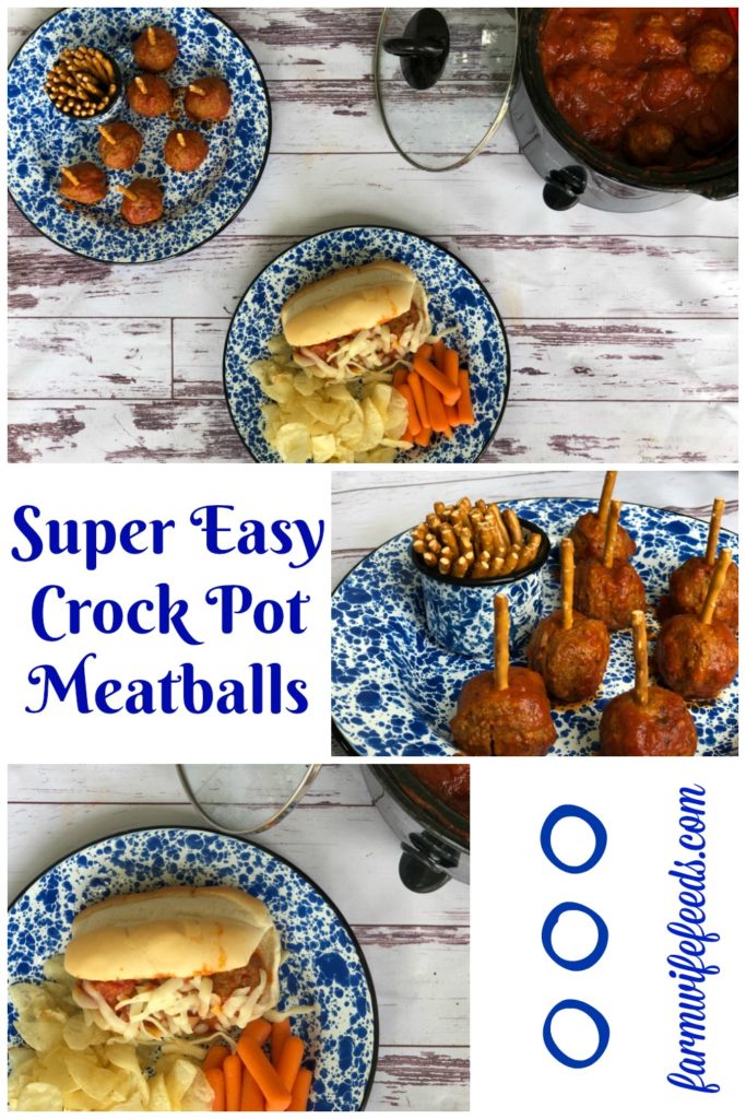 Super Easy Crock Pot Meatballs from Farmwife Feeds are a great easy meal or great tailgating option. #meatballs #crockpot #slowcooker #tailgate