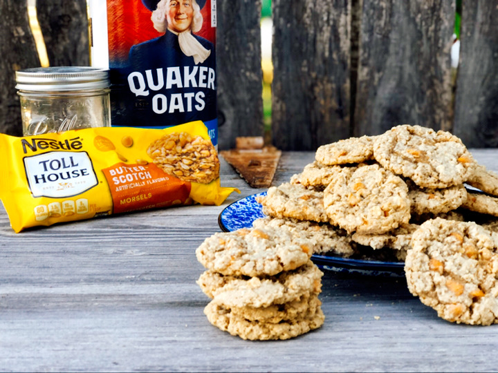 Oatmeal Scotchies from Farmwife Feeds, a soft chewy classic oatmeal cookie with butterscotch chips for that distinct taste. #oatmeal #cookie #butterscotch #oatmealscotchies