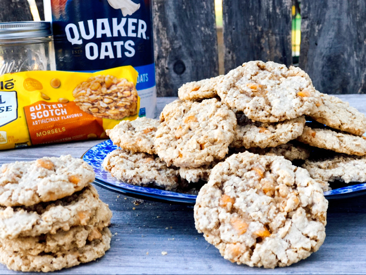 Oatmeal Scotchies from Farmwife Feeds, a soft chewy classic oatmeal cookie with butterscotch chips for that distinct taste. #oatmeal #cookie #butterscotch #oatmealscotchies