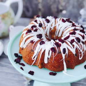 White Chocolate Cranberry Sour Cream Cake from Farmwife Feeds is a decadent treat for any occasion. #coffeecake #recipe #cake