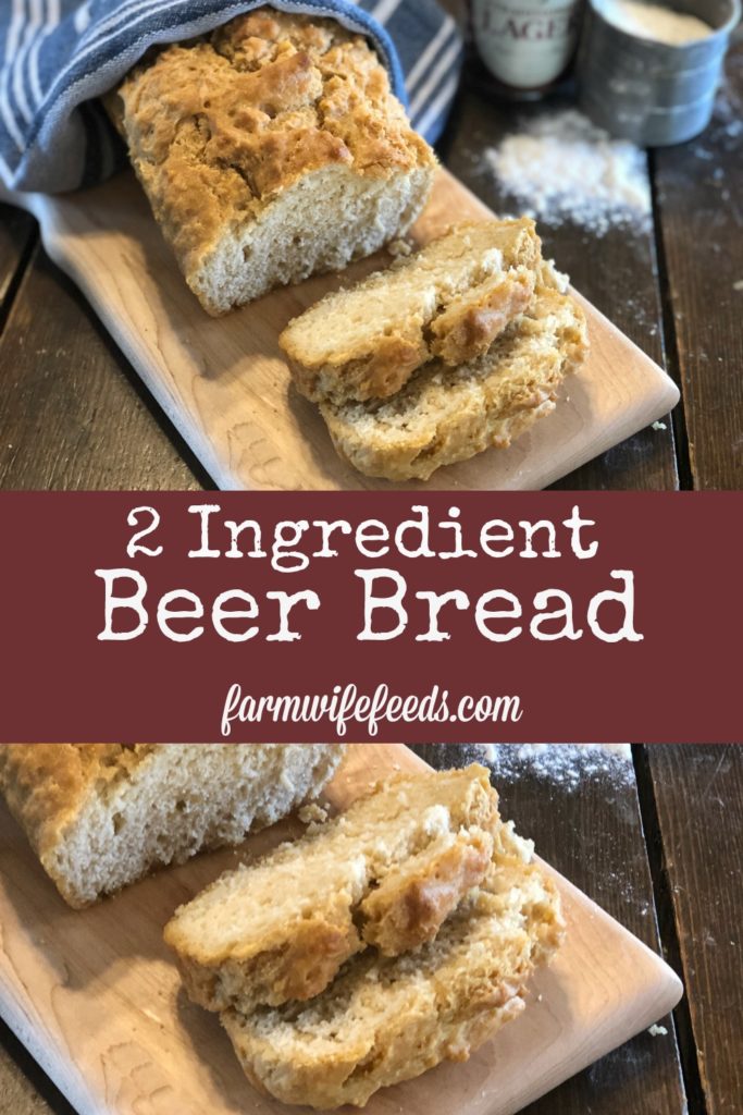 2 Ingredient Beer Bread from Farmwife Feeds, literally 2 ingredients for a delicious homemade bread. #beer #bread #homemade
