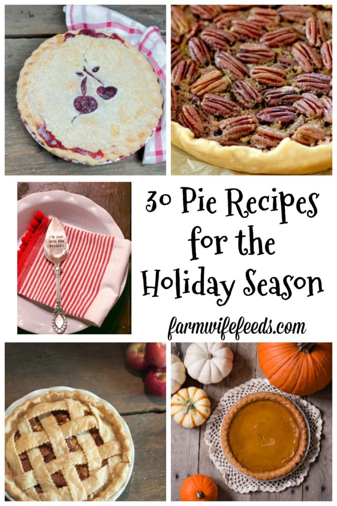 30 Pie Recipes for the Holiday Season gathered by Farmwife Feeds features some of the greatest farmhouse cooks and our friends! #recipe #pie