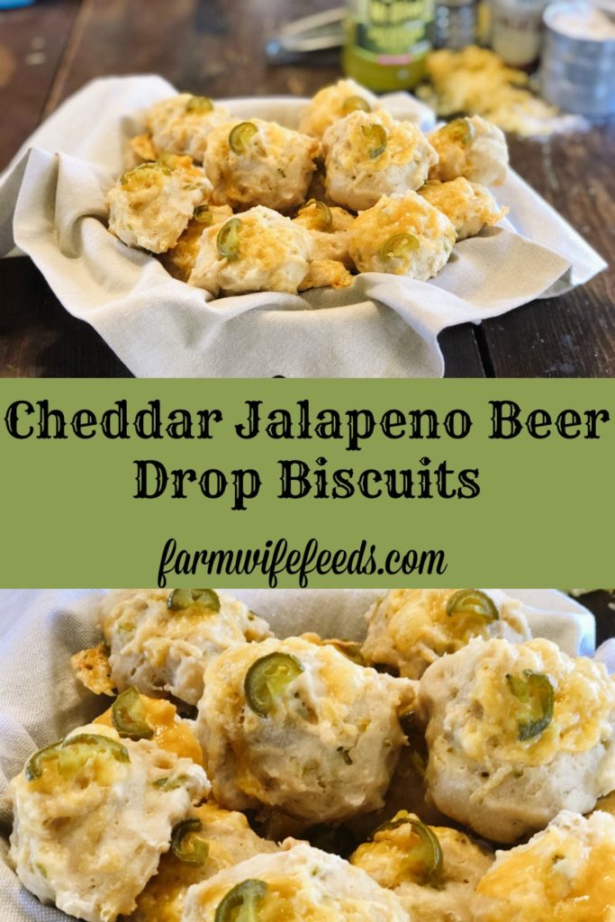 Cheddar Jalapeño Beer Drop Biscuits from Farmwife Feeds - 4 ingredients to a homemade biscuit that everyone will love. #dropbiscuits