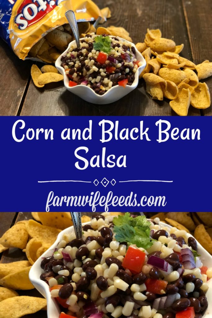 Corn and Black Bean Salsa from Farmwife Feeds is a great taste combination using shoe peg corn. #salsa #recipe #blackbeans #corn