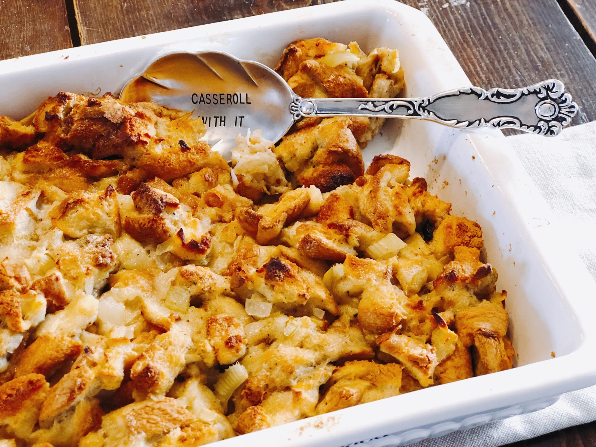 Grandma's Bread Dressing from Farmwife Feeds is a classic traditional dish made with 4 simple ingredients and seasonings. #tradition #dressing #recipe