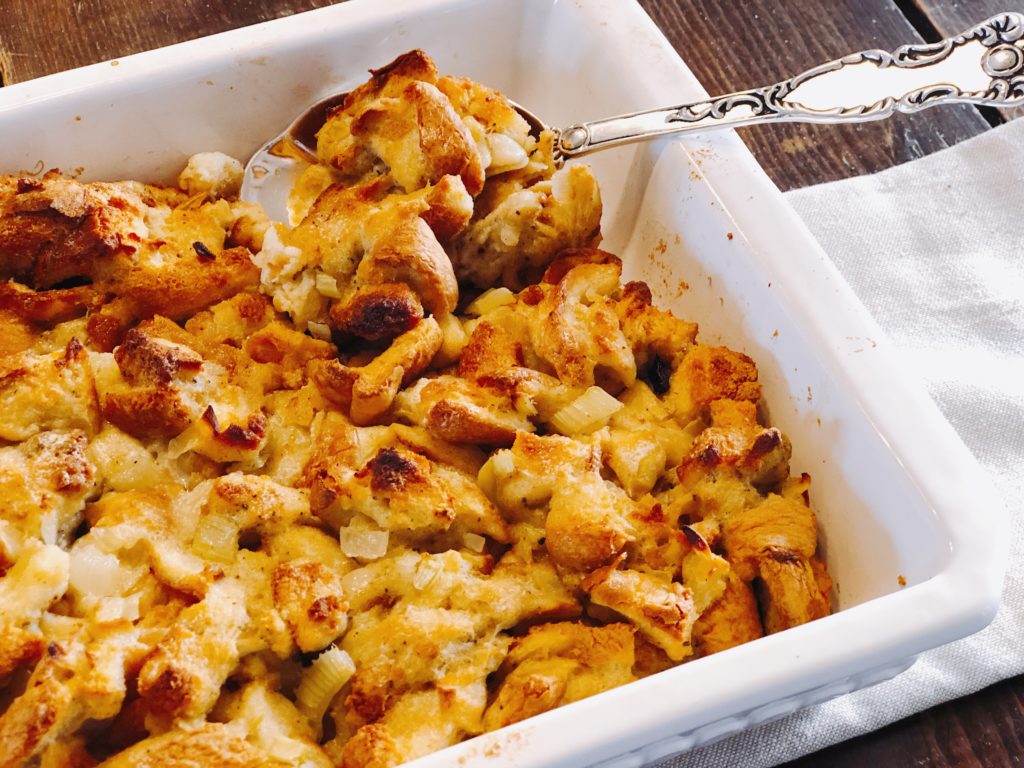 Grandma's Bread Dressing from Farmwife Feeds is a classic traditional dish made with 4 simple ingredients and seasonings. #tradition #dressing #recipe