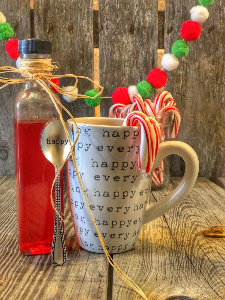 Super Simple Peppermint Syrup from Farmwife Feeds is easy to make and is the perfect flavoring for drinks during the holidays. #simplesyrup #Peppermint #candycanes
