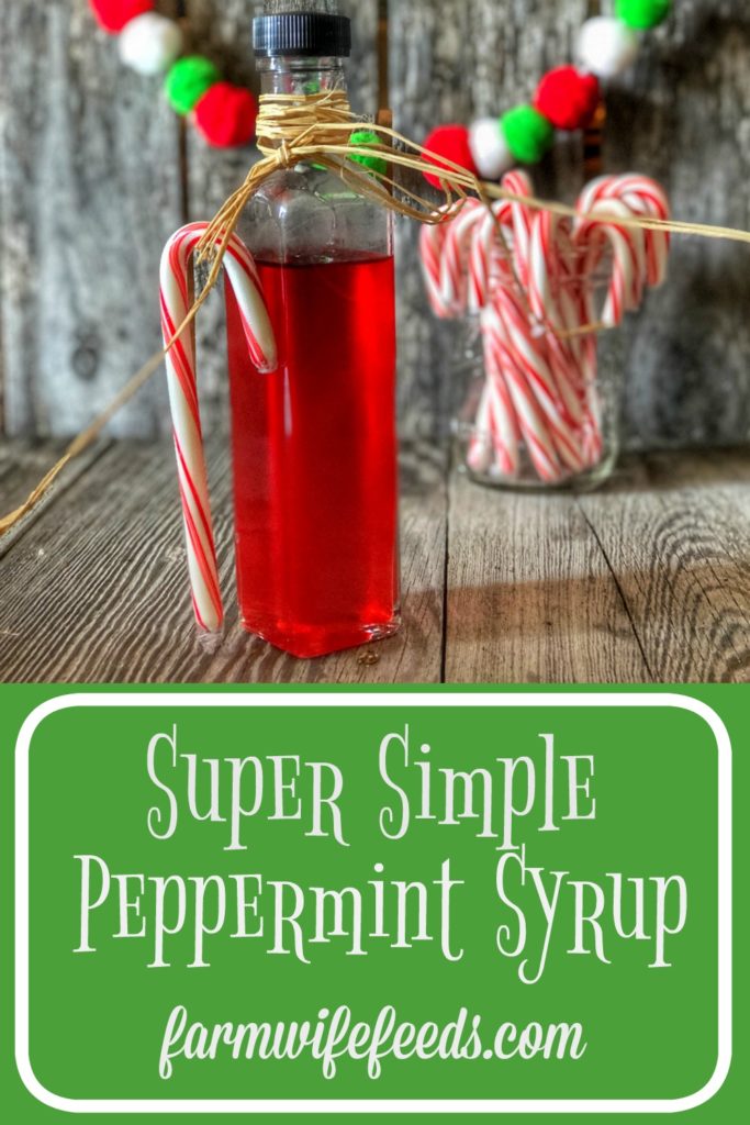 Super Simple Peppermint Syrup from Farmwife Feeds is easy to make and is the perfect flavoring for drinks during the holidays. #simplesyrup #Peppermint #candycanes