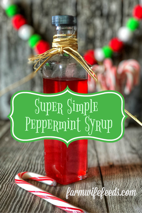 Super Simple Peppermint Syrup from Farmwife Feeds is easy to make and is the perfect flavoring for drinks during the holidays. #simplesyrup #Peppermint #candycanes