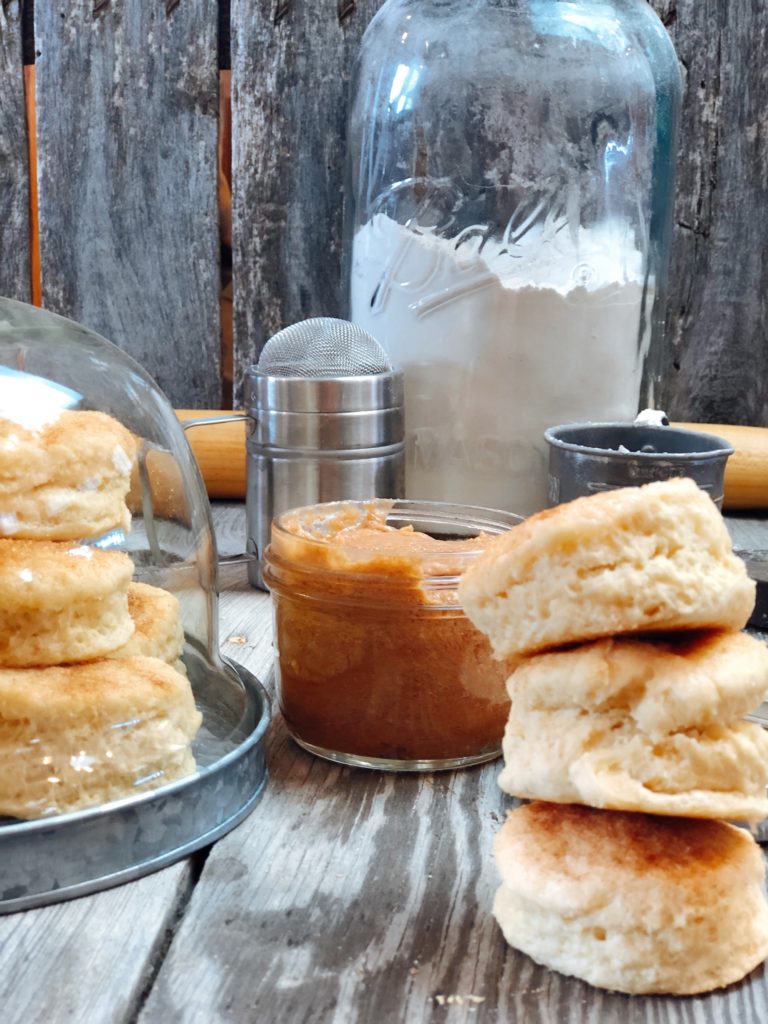 Cream Cheese Buttermilk Cinnamon Sugar Biscuits from Farmwife Feeds are a flakey biscuit with just a touch of sweetness. #creamcheese #biscuit #homemade #recipe