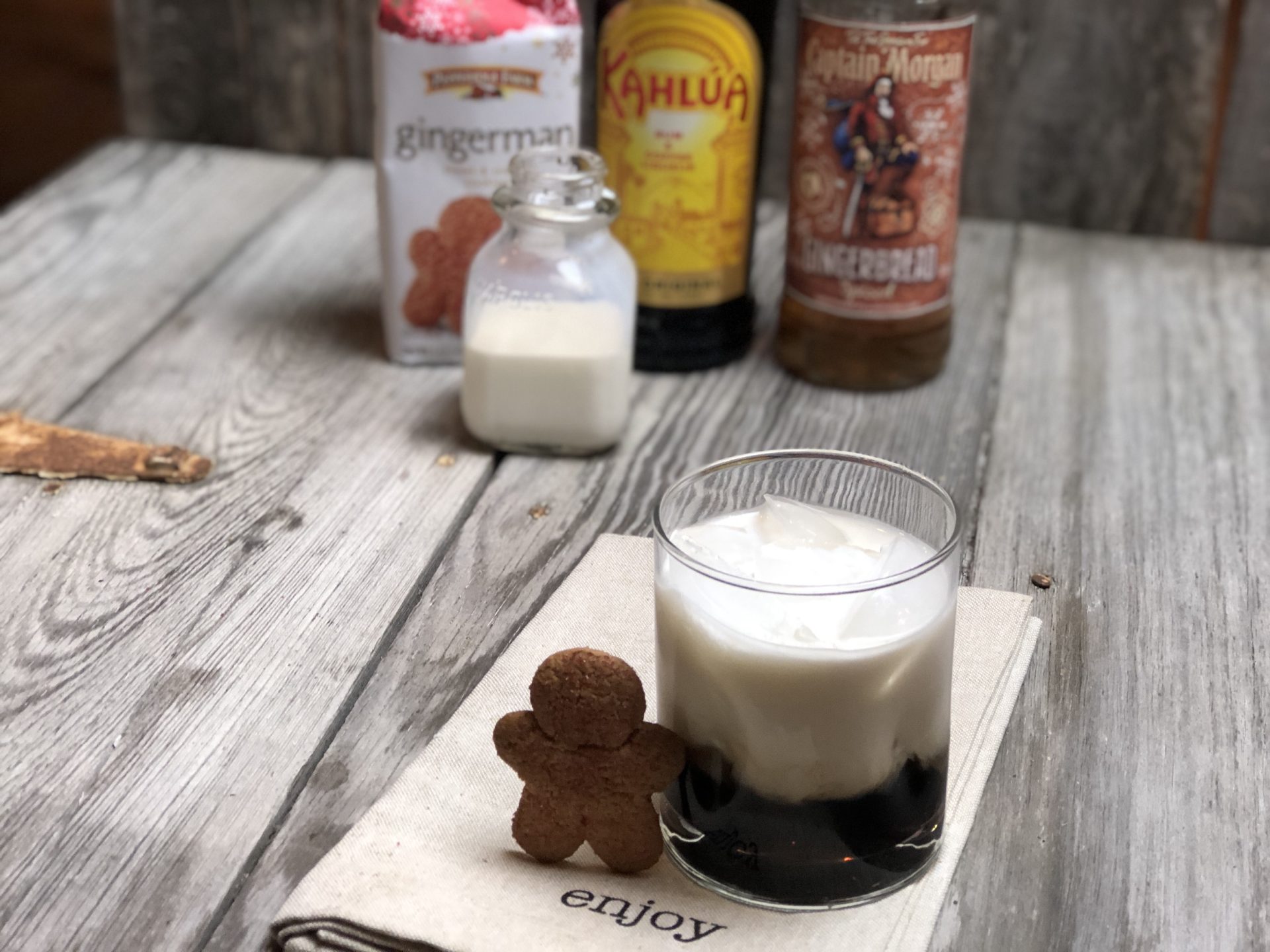 Gingerbread Soldier from Farmwife Feeds is a festive take on a traditional White Russian. #gingerbread #cocktail #rum #kahlua