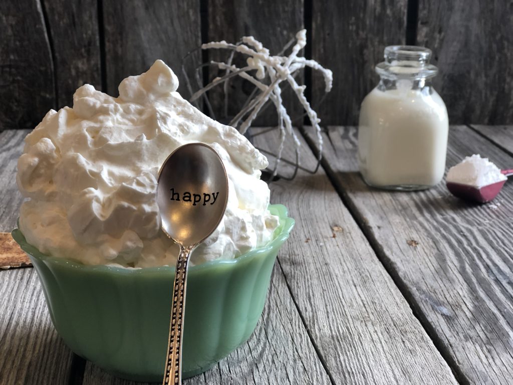 Homemade Whipped Cream from Farmwife Feeds is 3 simple ingredients to top off any sweet! #whippedcream #dairy #simple 