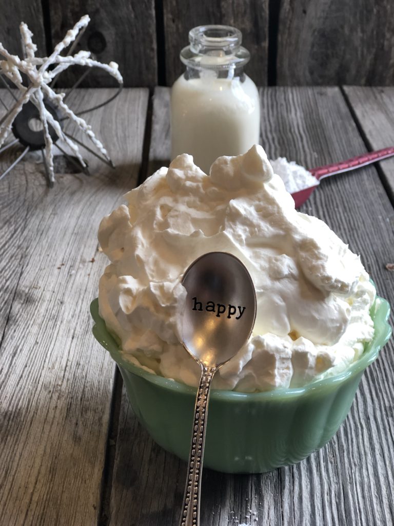 Homemade Whipped Cream from Farmwife Feeds is 3 simple ingredients to top off any sweet! #whippedcream #dairy #simple