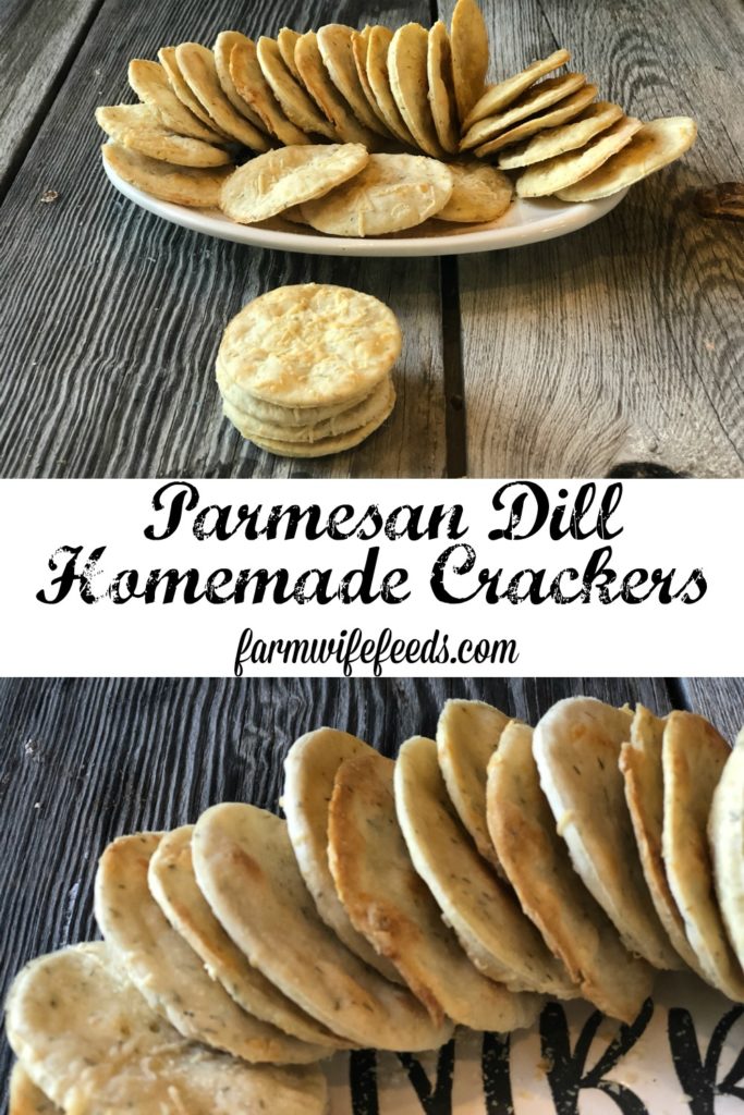 Parmesan Dill Homemade Crackers from Farmwife Feeds are a special salty treat full of dill and parmesan flavor for special occasions. #crackers #parmesan #dillweed