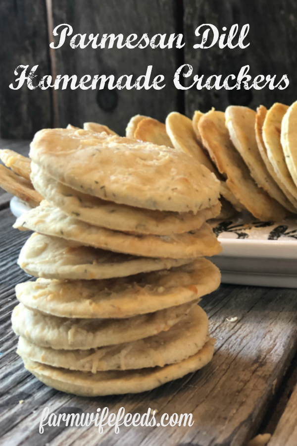 Parmesan Dill Homemade Crackers from Farmwife Feeds are a special salty treat full of dill and parmesan flavor for special occasions. #crackers #parmesan #dillweed