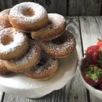 Homemade Rhubarb Donuts from Farmwife Feeds are super simple ingredients for a fresh baked donut full of rhubarb flavor that makes a great treat. #donut #homemade #bakeddonut #rhubarb