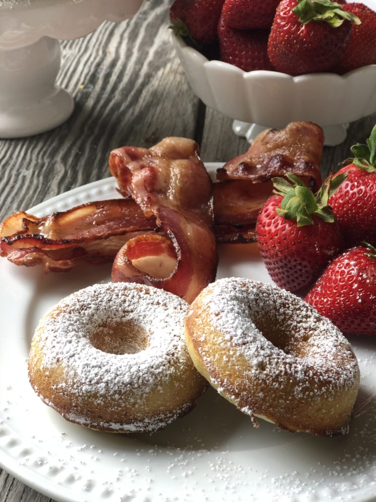 Homemade Rhubarb Donuts from Farmwife Feeds are super simple ingredients for a fresh baked donut full of rhubarb flavor that makes a great treat. #donut #homemade #bakeddonut #rhubarb