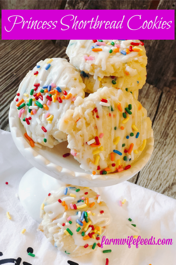 Princess Shortbread Cookies from Farmwife Feeds is a classic shortbread cookie full of sprinkles and a light lemon fresh flavor. #cookie #shortbread #sprinkles #princessflavoring