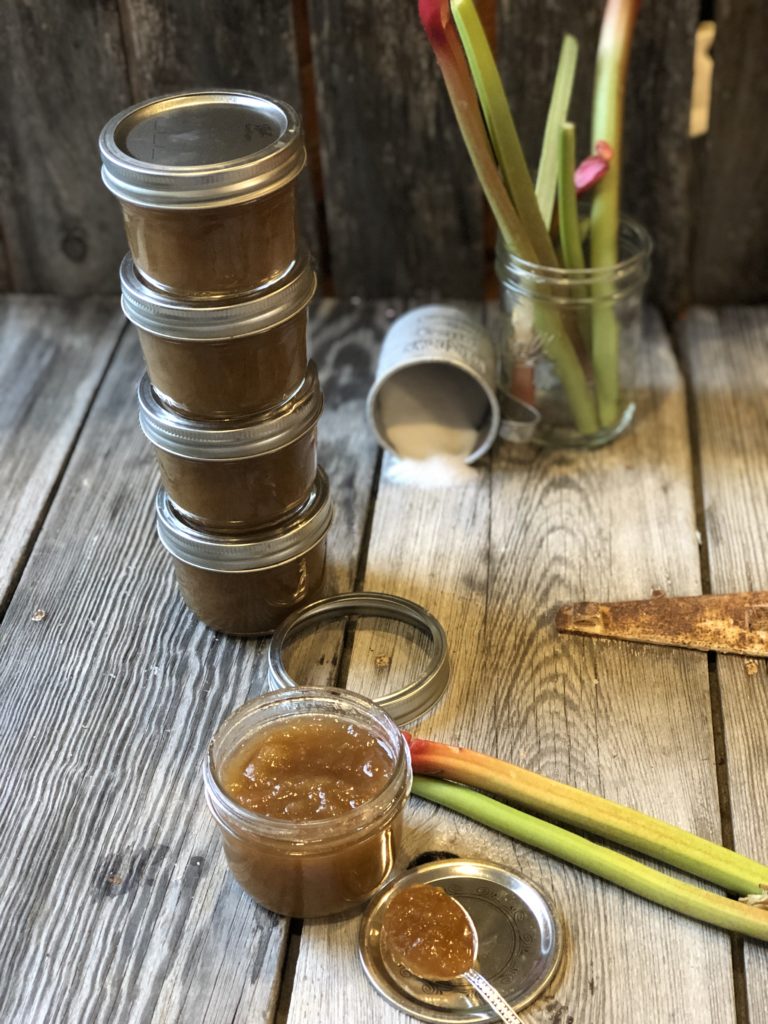 Easy Rhubarb Jam from Farmwife Feeds is a 3 ingredient sweet treat good for so many recipes and your morning toast. #rhubarb #jam #recipe