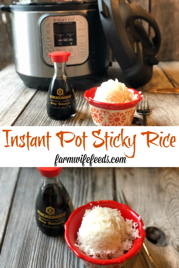 Instant Pot Sticky Rice from Farmwife Feeds is the perfect sticky rice in just 7 minutes, compliments any meal! #rice #stickyrice #instantpot