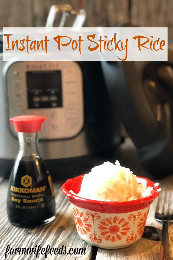 Instant Pot Sticky Rice from Farmwife Feeds is the perfect sticky rice in just 7 minutes, compliments any meal! #rice #stickyrice #instantpot