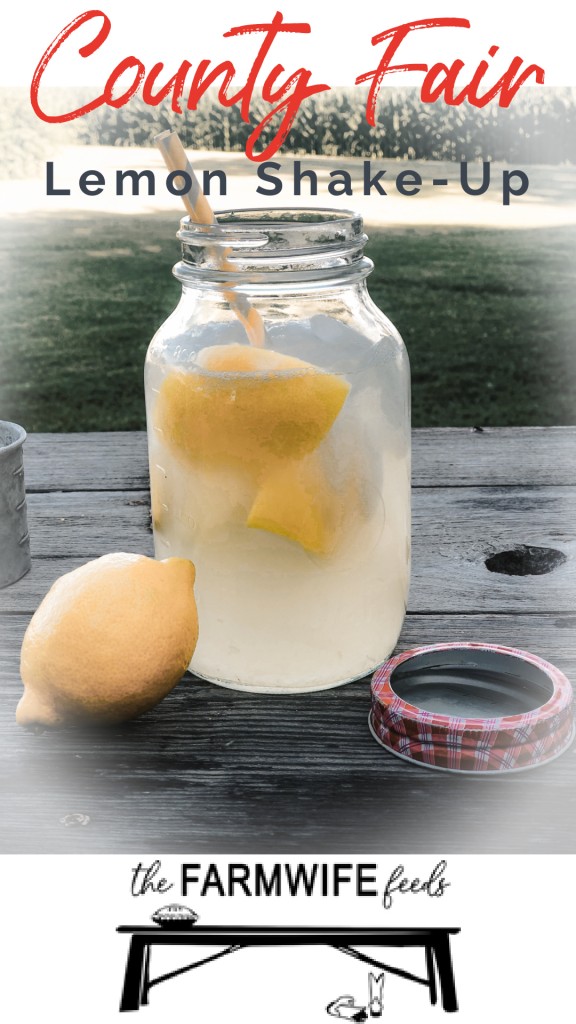 Refreshing county fair lemon shake-up in a classic Ball jar with freshly sliced real lemons, a delightful summer beverage.