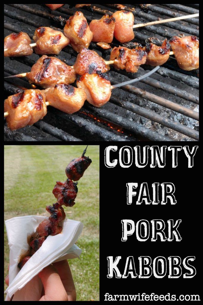 County Fair Pork Kabobs from Farmwife Feeds, a sweet slightly spicy little bite of pork grilled to perfection. #pork #kabobs #grill