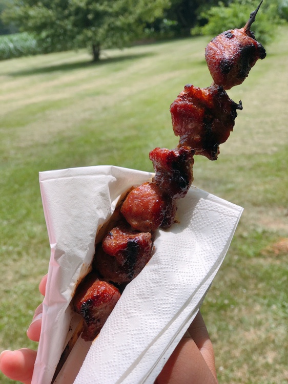 County Fair Pork Kabobs from Farmwife Feeds, a sweet slightly spicy little bite of pork grilled to perfection. #pork #kabobs #grill