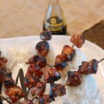 County Fair Pork Kabobs from Farmwife Feeds, a sweet slightly spicy little bite of pork grilled to perfection. #pork #kabobs #grill